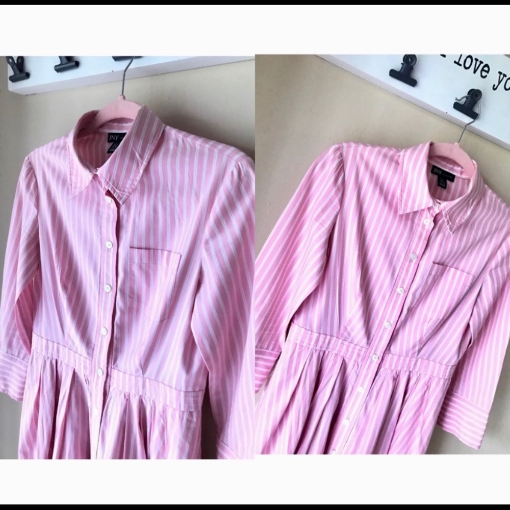 Jones New York Pink Oxford Button Up Dress
